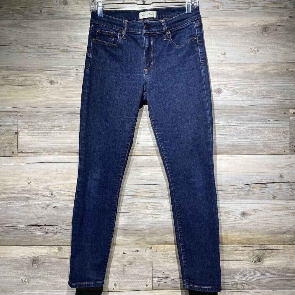 GAP 1969 True Skinny Ankle Mid Rise Blue Jeans Size 26R W26 L26.5 Stretch Preppy
